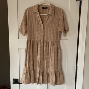 Able Ida Shirtdress in Beige/White Checker